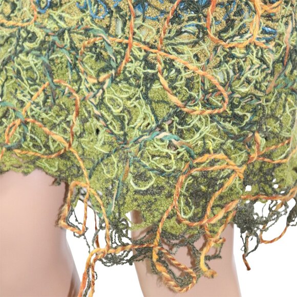 Bold Avant Garde Baldolera Patterned Raw Knit Skirt S - Picture 4 of 5